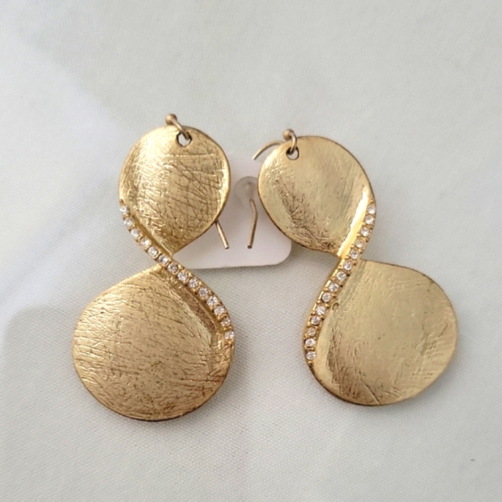 Vintage Kiam Family Gold Infinity Earrings with Rhinestones